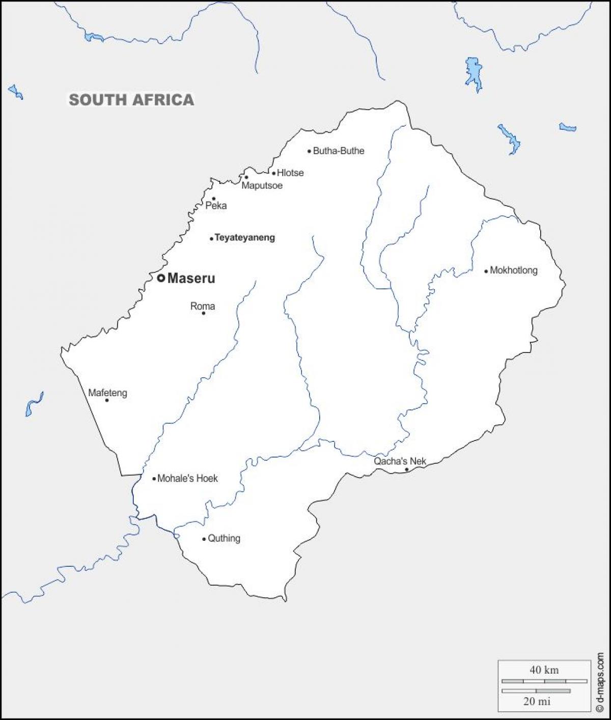 מפה של maputsoe לסוטו