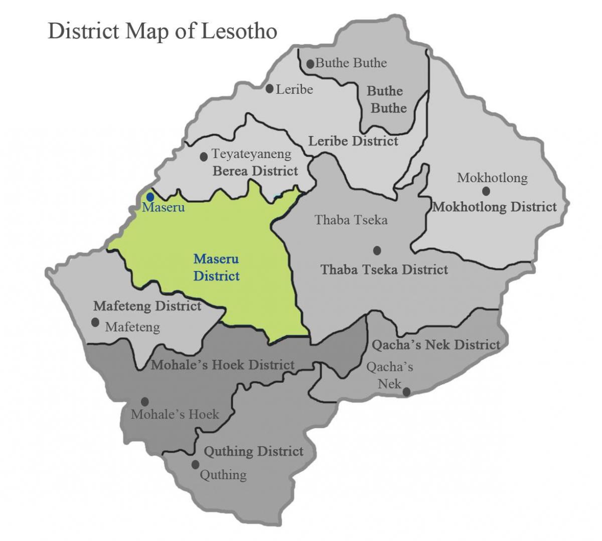 מפה של לסוטו מראה מחוזות