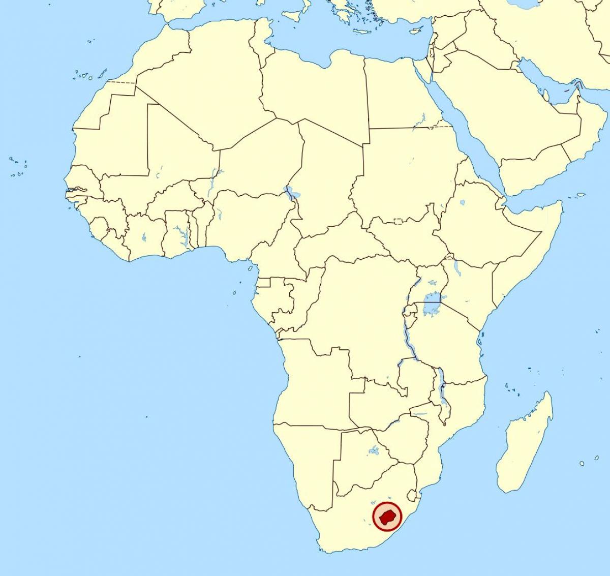 מפה של לסוטו על המפה של אפריקה