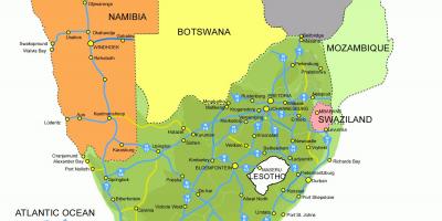 מפה של לסוטו ודרום אפריקה